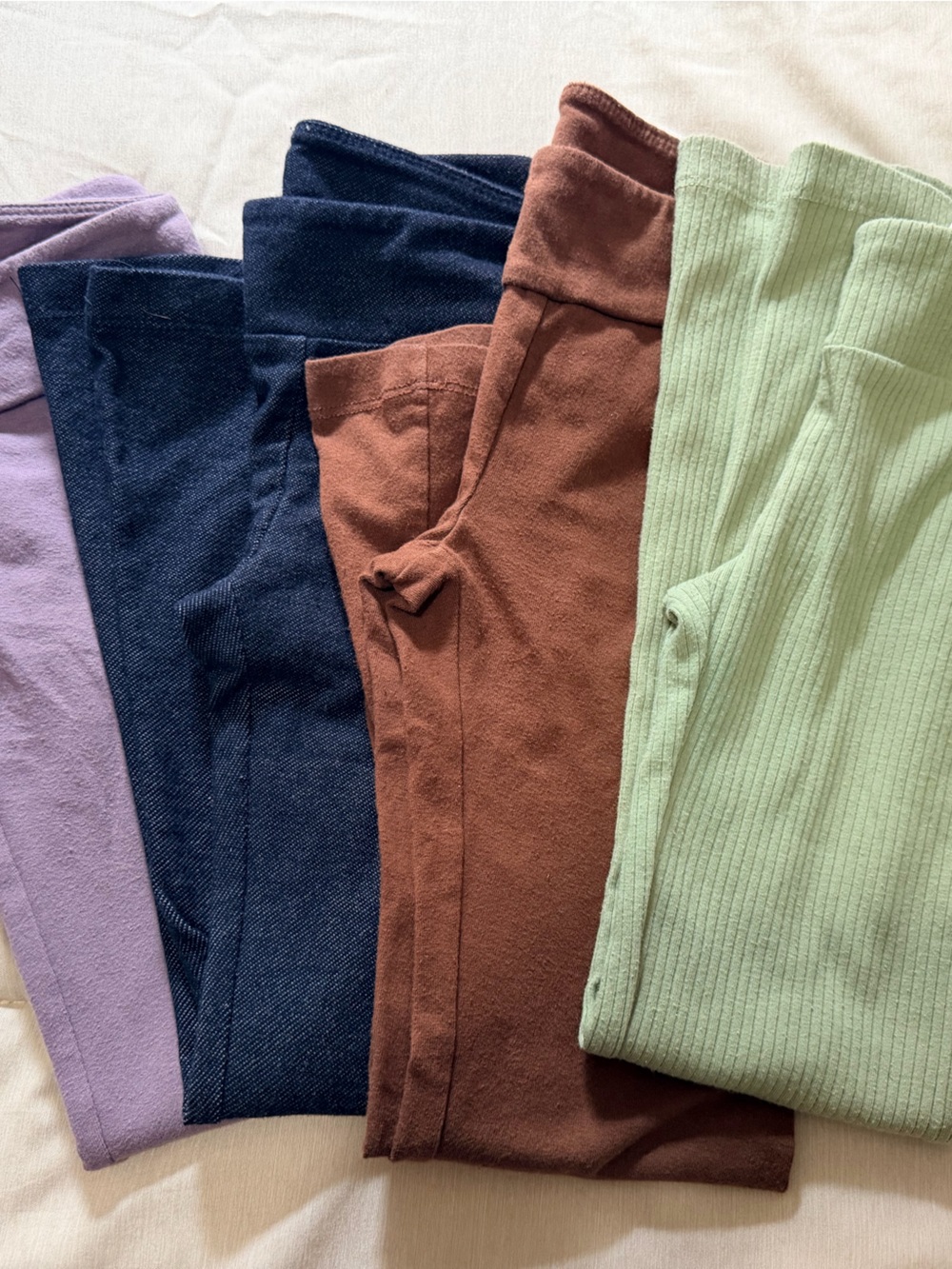 Cat & Jack Ribbed Leggings Pack - Lavender, Navy, Brown, Mint